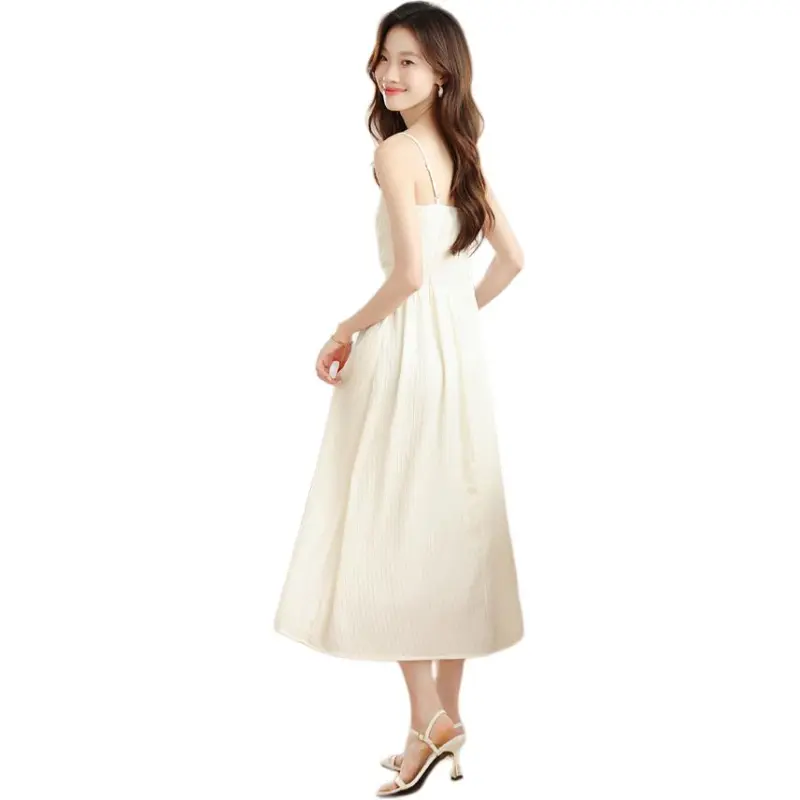 Mu Xiao Xin Slip Dresses Women's Beige Apricot-1