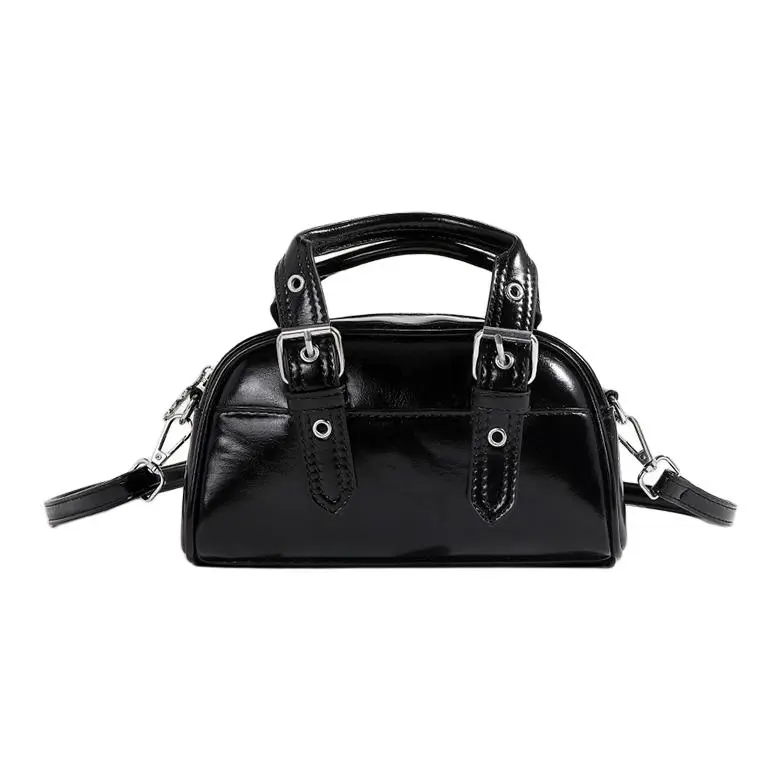 Worm's Home PU Shoulder Bag, Crossbody Bag, Handbag Women's Black/Red-1