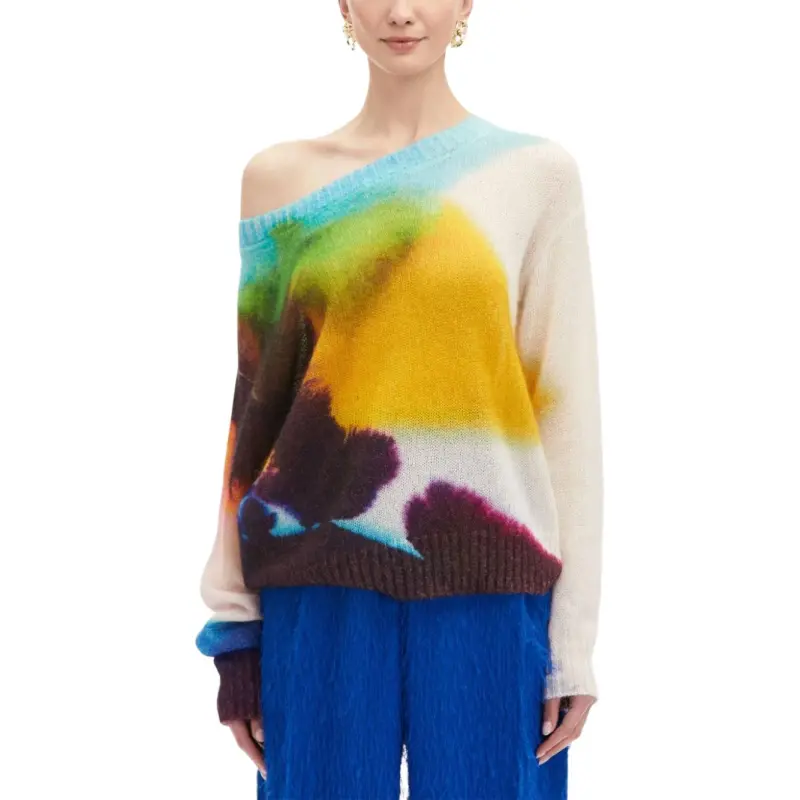 Oscar De La Renta Abstract Watercolor Sweater-1