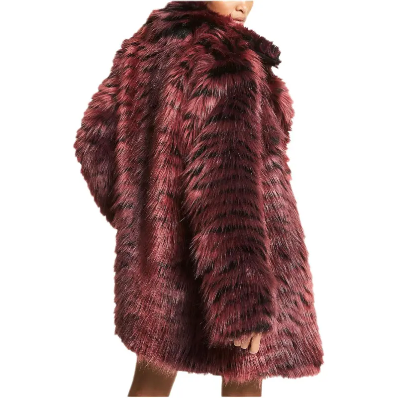 MICHAEL KORS Tiger Print Faux Fur Coat Coats Women's Red-2