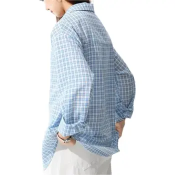 Mu Qingqing Shirts Women's Blue Plaid