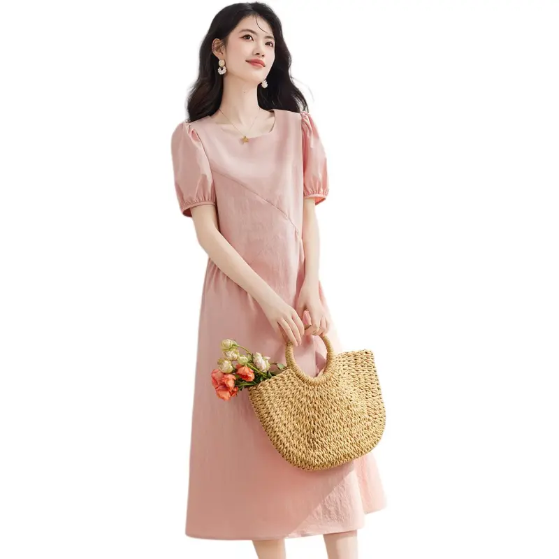 XINFEIYU Short Sleeved Dress Women's Pink-1