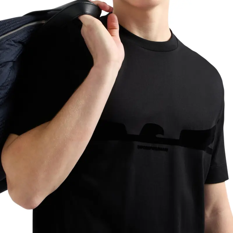 EMPORIO ARMANI Asv Jersey T shirt With Contoured Eagle Flocked Print-3