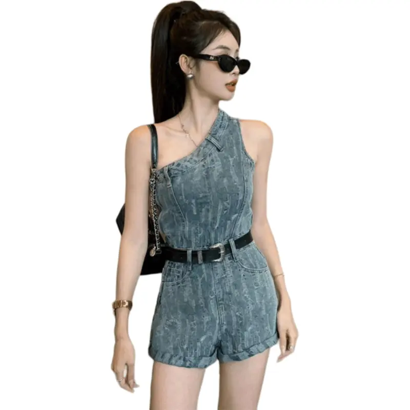 Flowers In Water Denim Shorts Women's-3