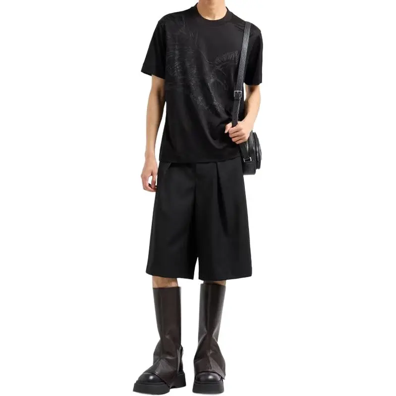 ARMANI JEANS Asv Lyocell blend Jersey T shirt With Oversized Eagle Embroidery And Print-1