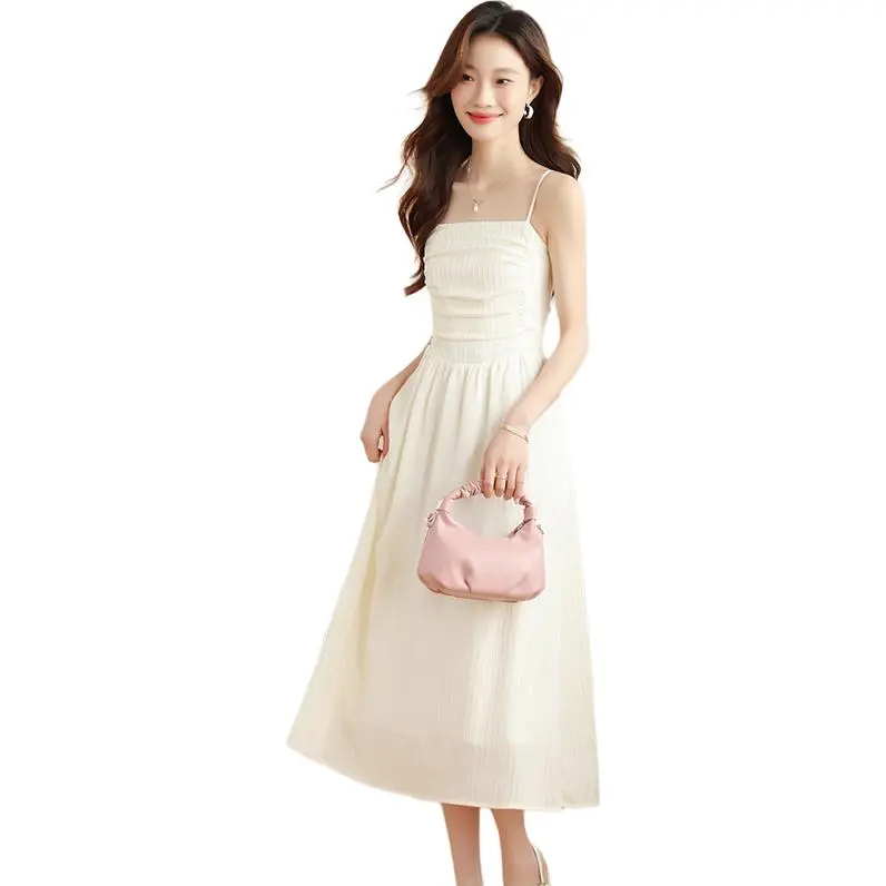 Mu Xiao Xin Slip Dresses Women's Beige Apricot-2