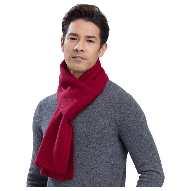 H YXIANG Wool Knit Scarves Men's-2