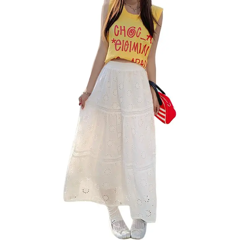 Kazakhstan Casual Long Skirt Women's White-2