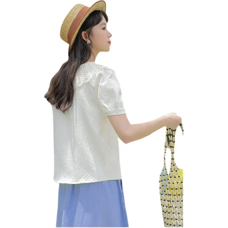Flowers In Water Shirt Women's Apricot White-1
