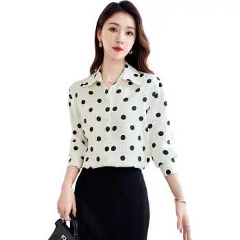 Yi Mengyuan Silk Long Sleeved Silk Shirt Women's Polka Dot