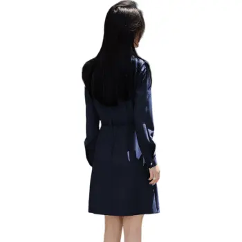 Mo Han Yi Mei Long Sleeved Dresses Women's Marine Blue