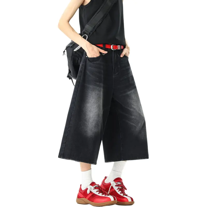 DEAR BETSY Denim Shorts Unisex Washed Black-2