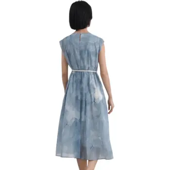 IHIMI Short Sleeved Dress Women's Sea Tranquil Blue