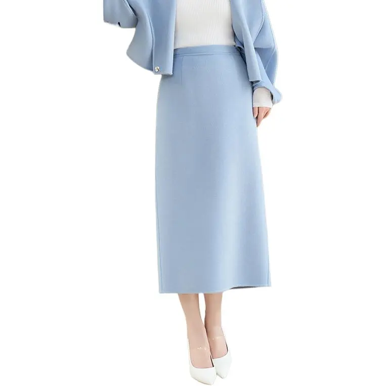BESIONIA FW24 Casual Long Skirts Women's Blue-1