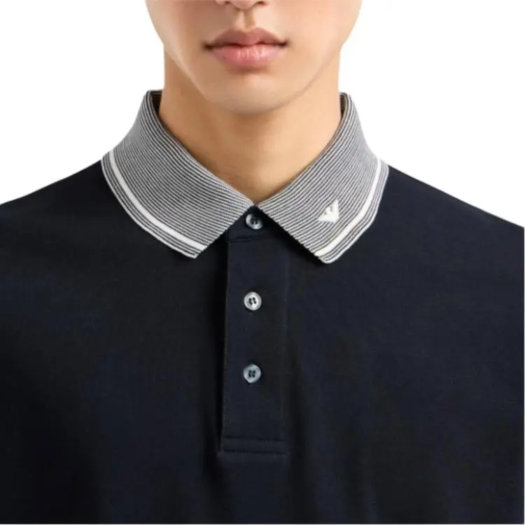 EMPORIO ARMANI Piqué Polo Shirt With Piped Collar-4