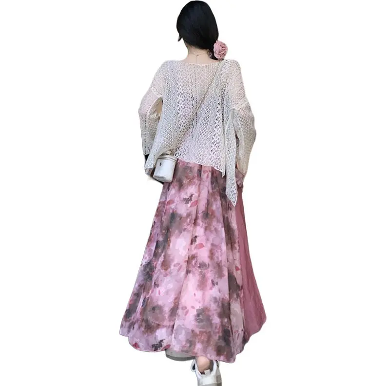 EIDOLON GRAIN Skirt Set Women's White+Pink-0