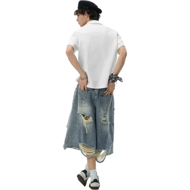 JHYQ Denim Shorts Unisex Blue-3