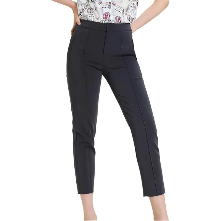 QIAOWANNI Casual Pants Women's Morandi Gray-2