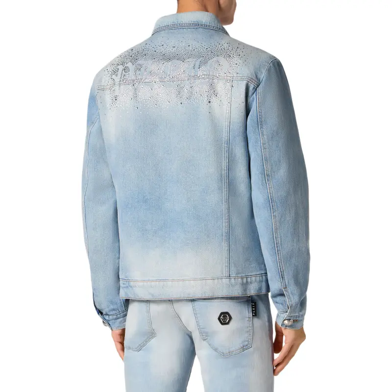 PHILIPP PLEIN Crystal logo Denim Jacket-2