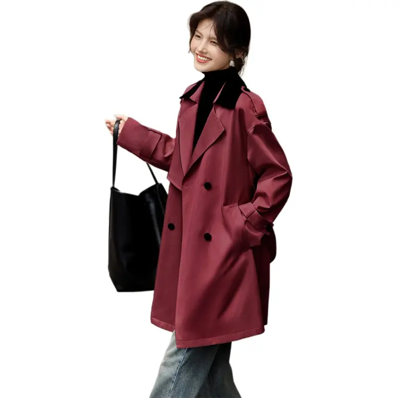 XWI Trench Coats Women's Maroon-4