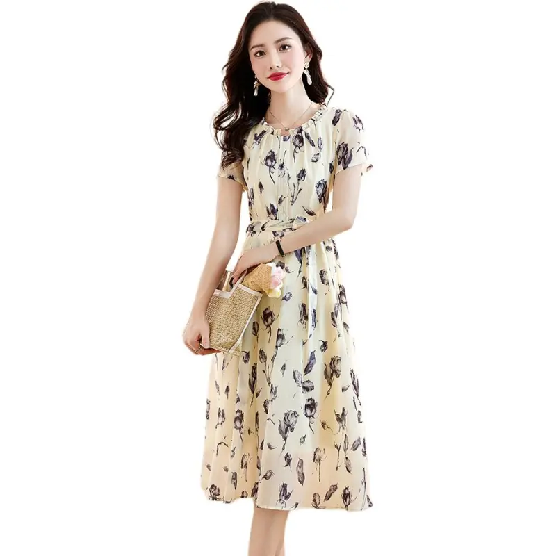 Mu Qingqing Short Sleeved Dress Women's-1