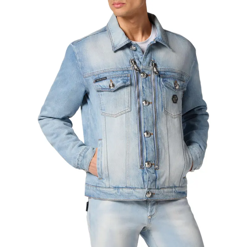 PHILIPP PLEIN Crystal logo Denim Jacket-3
