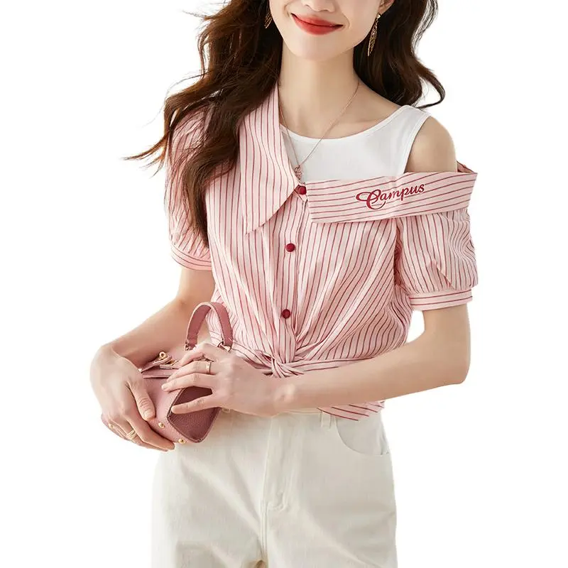 La Chapelle Shirt Women's Pink Stripes-1
