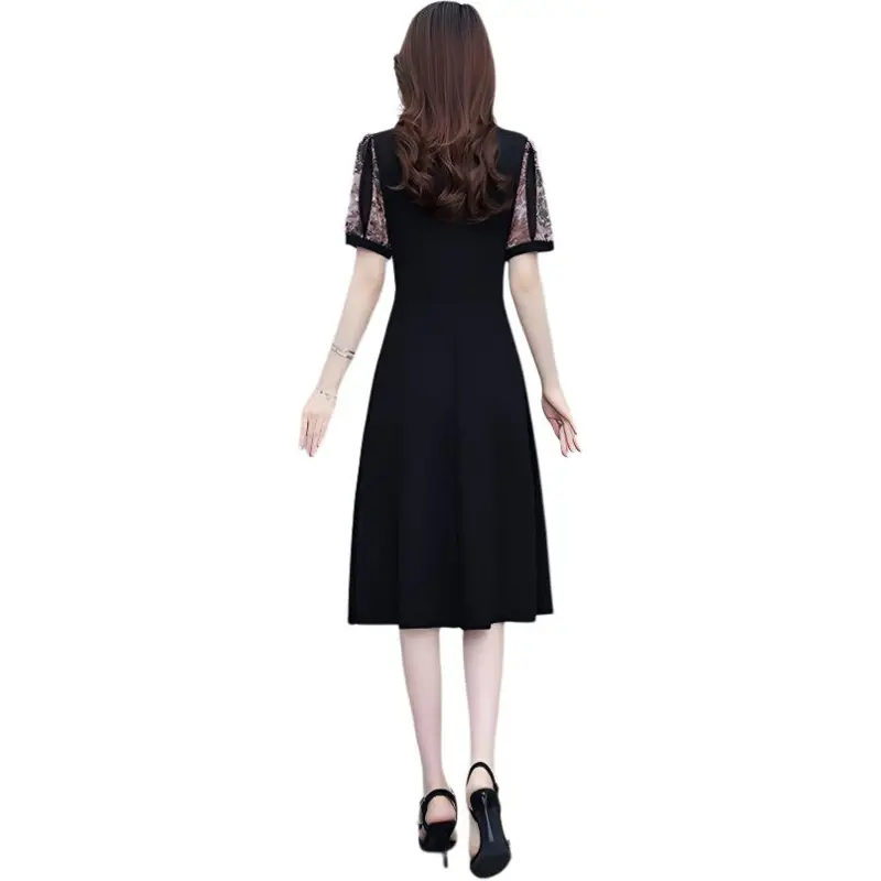 Flowers In Water Short Sleeved Dress Women's-1