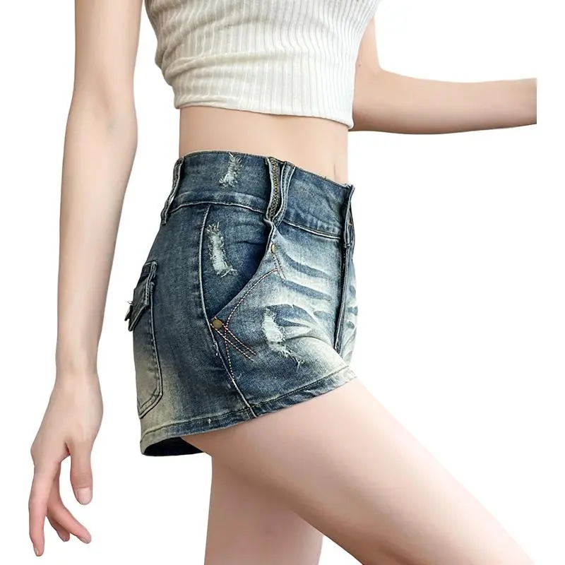 Mu Xiao Xin Denim Shorts Women's-2