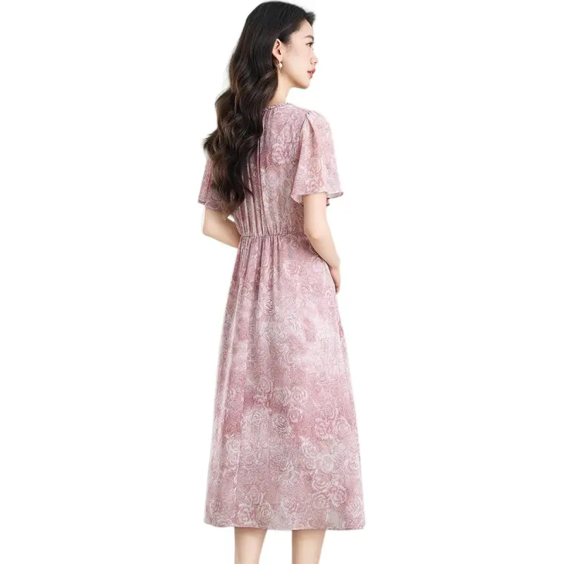 Mylan Summer Short Sleeved Dress Cinched Waist Women's-1
