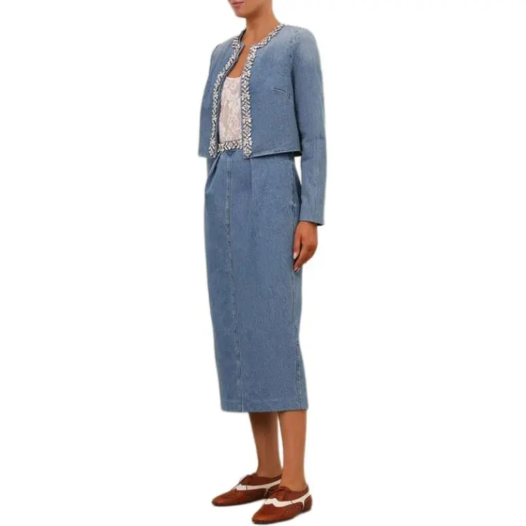 Zimmermann SS25 Denim Long Skirt Women's Blue-3