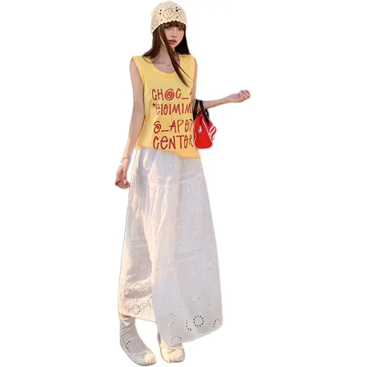Kazakhstan Casual Long Skirt Women's White-3