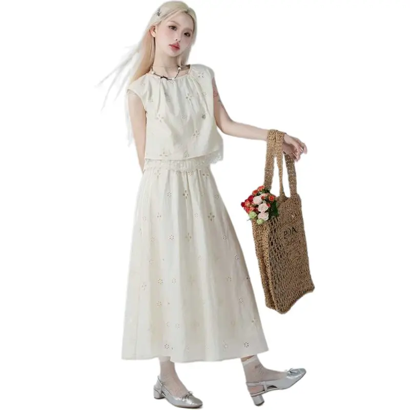 Mu Xiao Xin Skirt Set Women's White-1