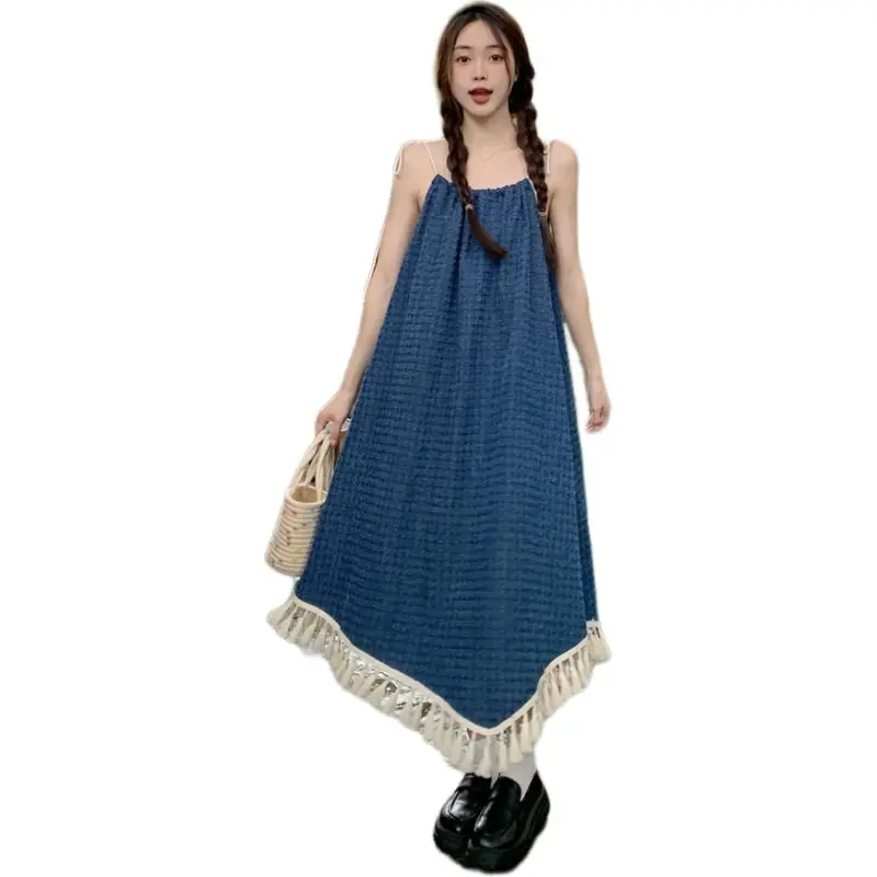 GOSO Slip Dresses Women's Blue-4