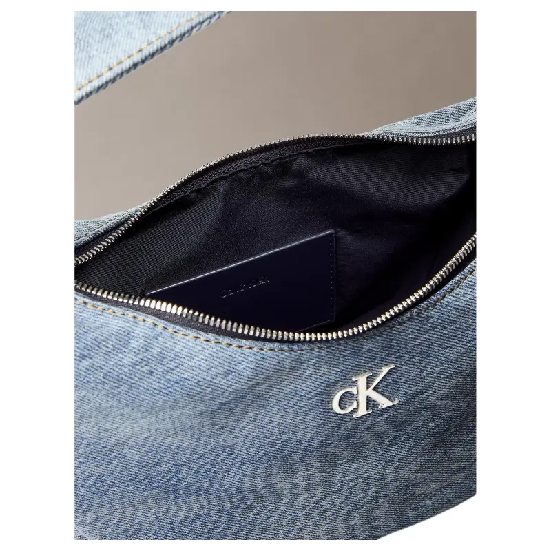 CALVIN KLEIN Denim Hobo Bag Handbag Trumpets Women's Blue-1