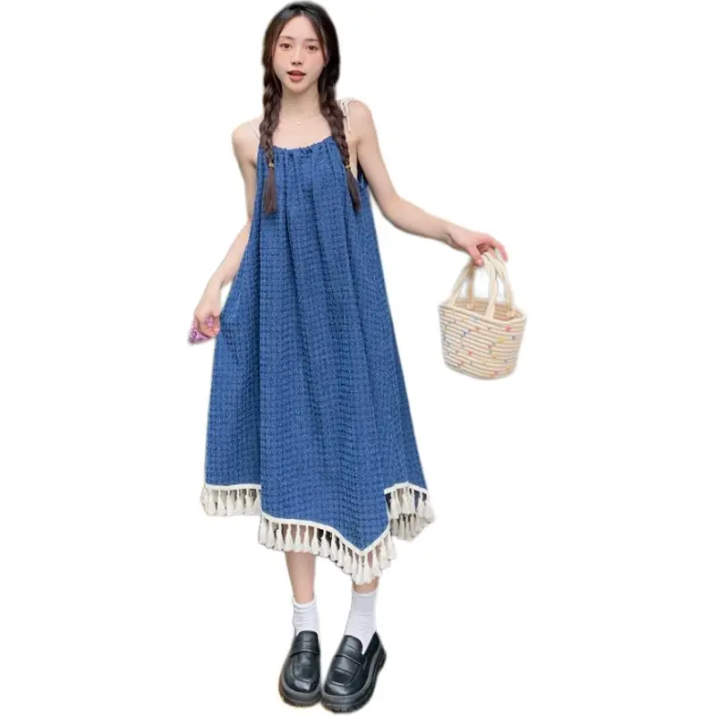 GOSO Slip Dresses Women's Blue-3