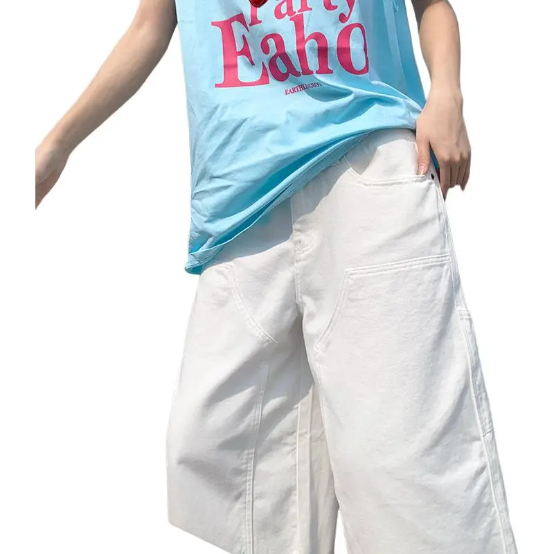 Kazakhstan Denim Shorts Women's White-5