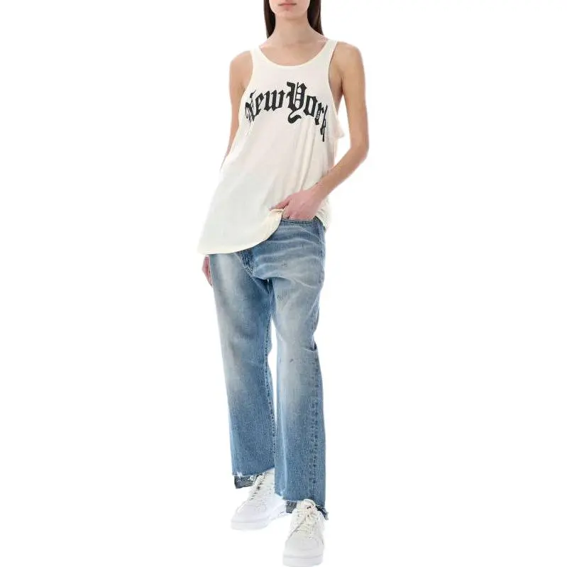R13 Off Centre Distressed Cropped Jeans-1