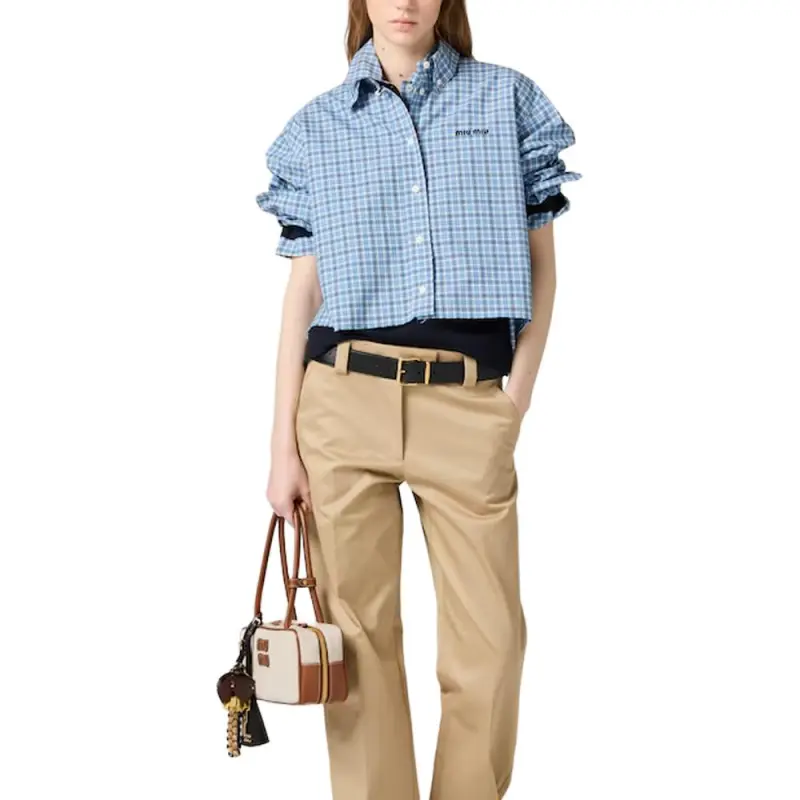 MIU MIU Checked Poplin Shirt-3