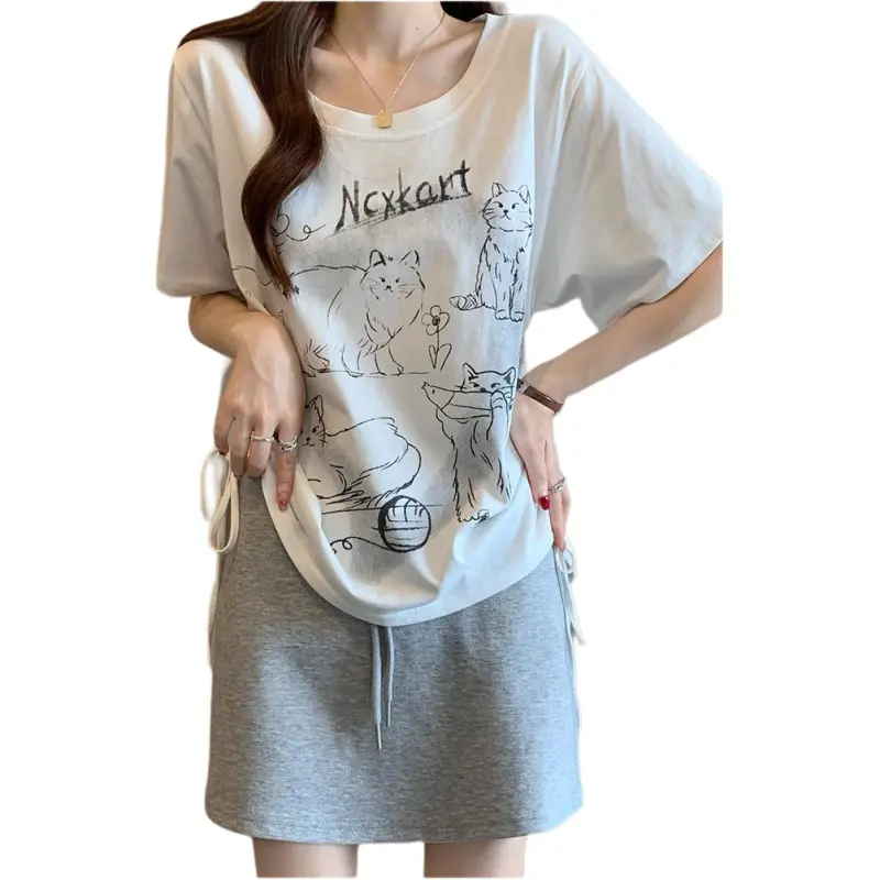 Mu Xiao Xin T Shirts Women's 4 Pack Chubby Cat T Shirt-2