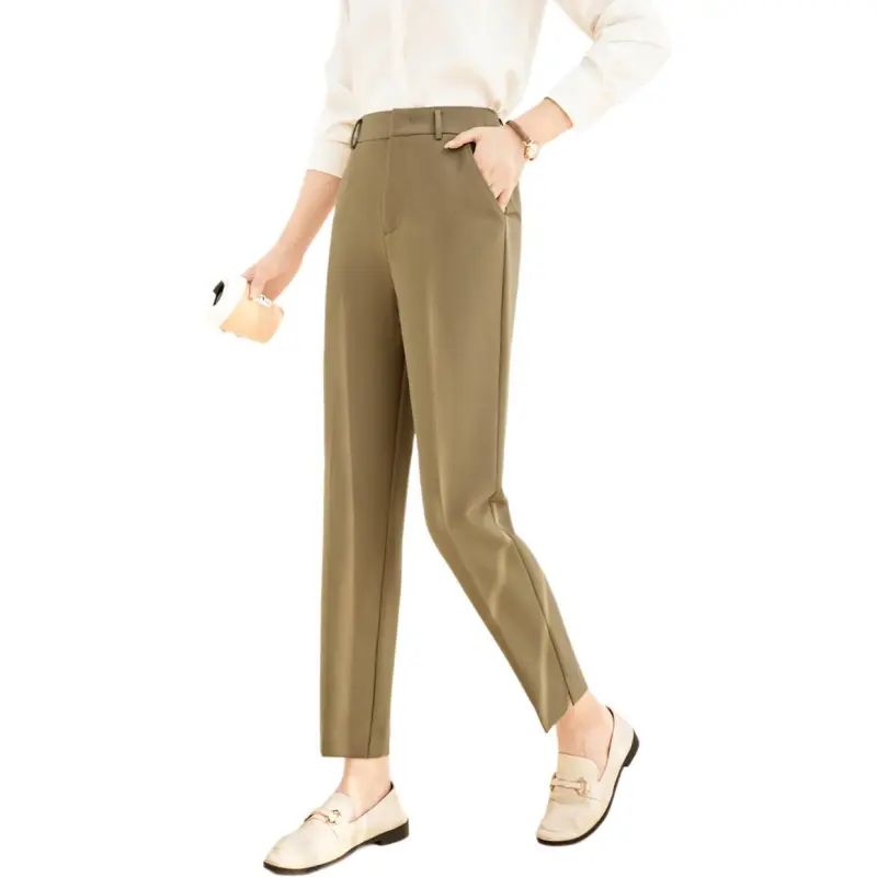 Mo Han Yi Mei Casual Pants Women's Dark Khaki-3