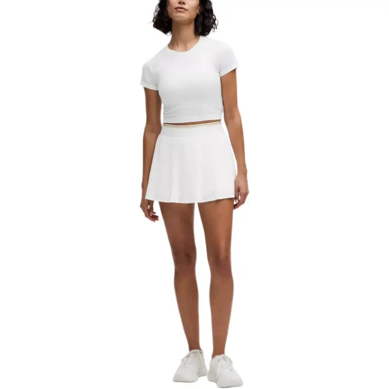 Lululemon VarsitySwift Tennis Bottom Women's White/Champagne Lurex-2