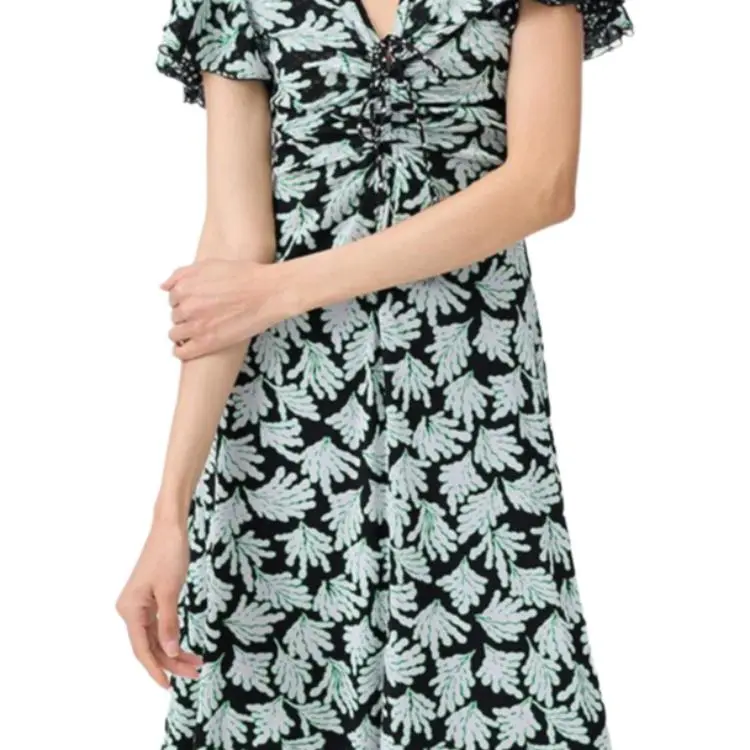 Diane Von Furstenberg FW25 Short Sleeved Dress Women's Green-5