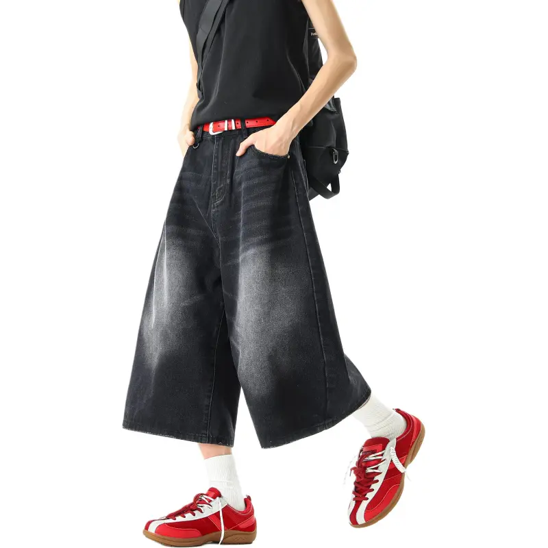 DEAR BETSY Denim Shorts Unisex Washed Black-3