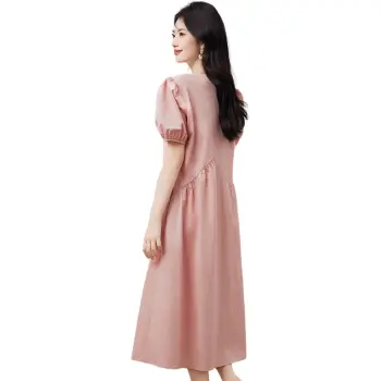 XINFEIYU Short Sleeved Dress Women's Pink