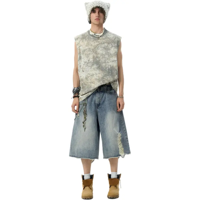 JHYQ Denim Shorts Unisex Blue-5