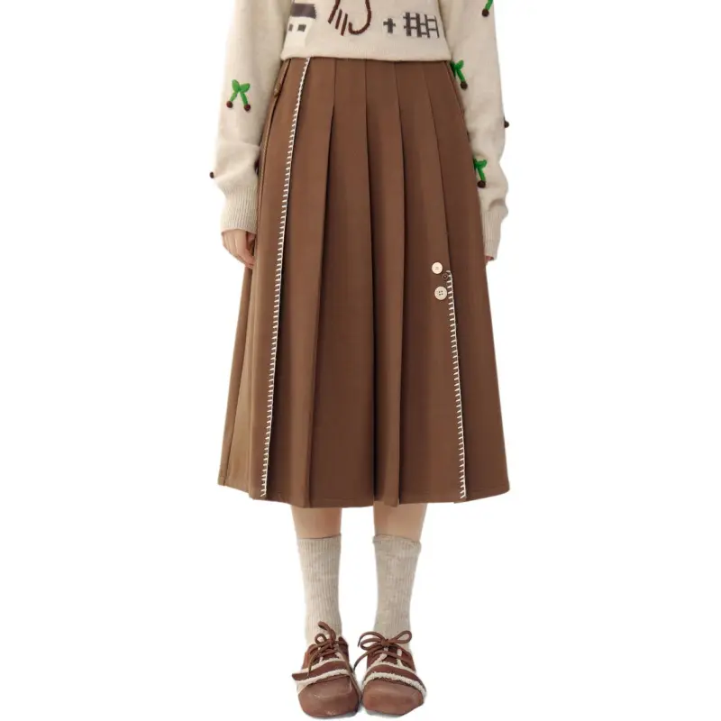 ZIHAN Casual Long Skirt Women's Khaki-1