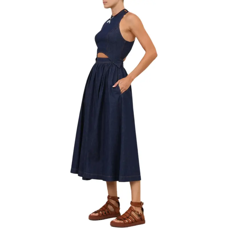 Zimmermann Sleeveless Dress Women's Navy Blue-4