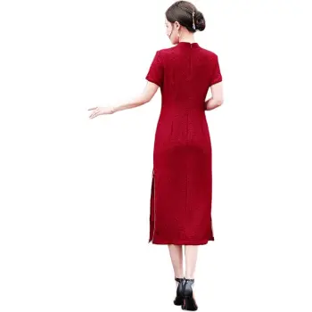 Yi Mengyuan Short Sleeved Dress Women's Red