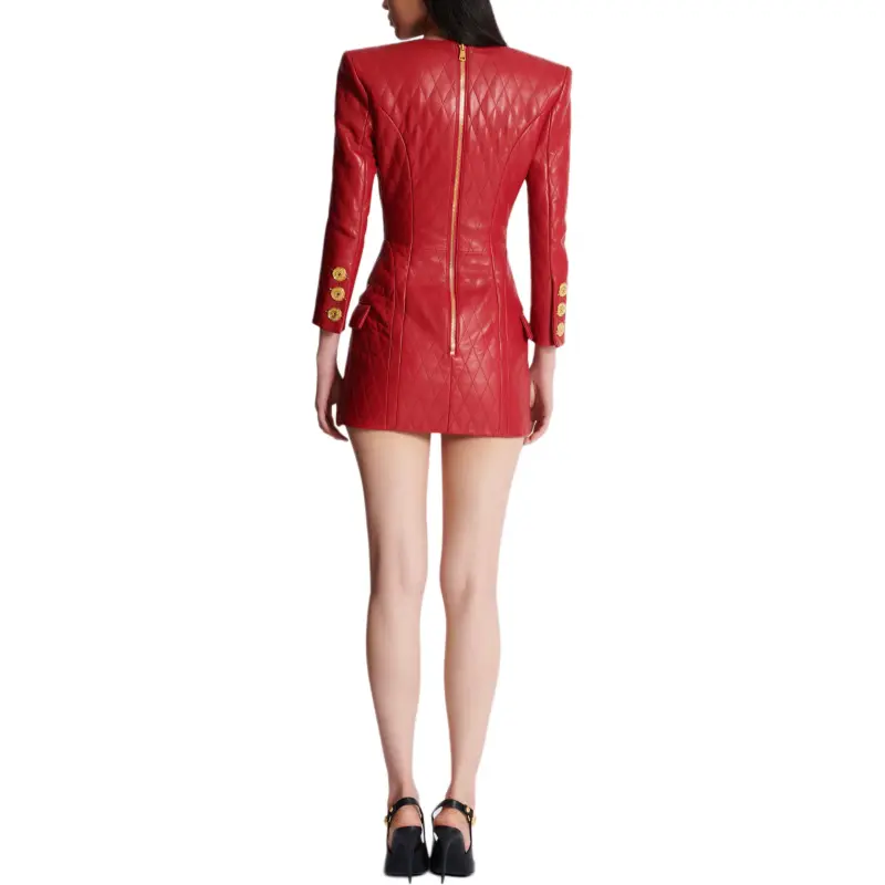 BALMAIN Short Quilted Leather Dress-3